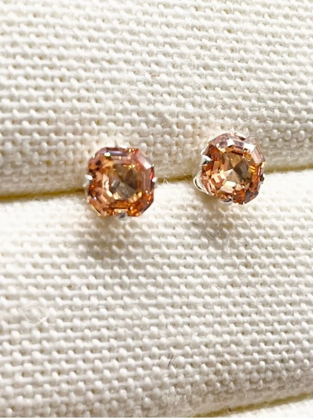 Peach Tourmaline 925 Sterling Silver stud earrings